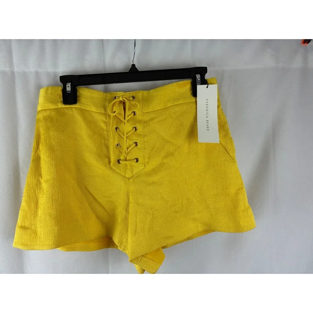 Veronica Beard Lulu Yellow Lace Up High Waisted Shorts Size 4 18032036271 NEW - Picture 4 of 9